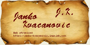 Janko Kvačanović vizit kartica
